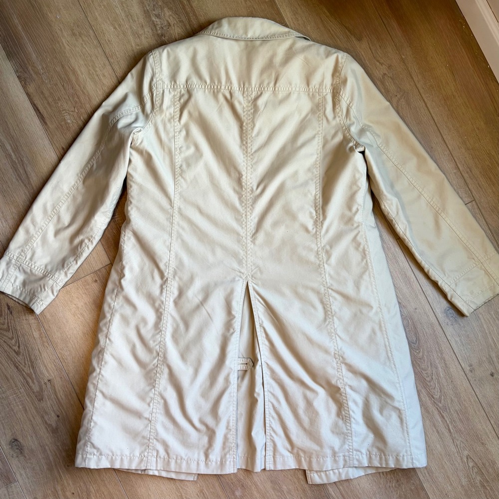 Lands End Small Womens Beige Trench Coat Removable Quilted Liner Plaid 6-8 - Picture 10 of 13